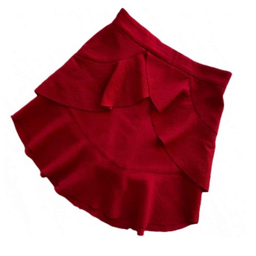 Bardot Red Ruffle Mini Skirt